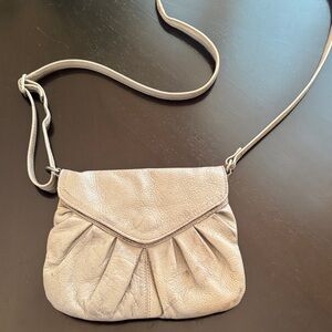 Elegant grey leather  Shoulder Bag